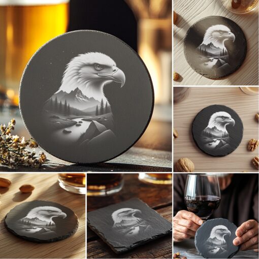 Wild Animals Double Exposure Laser Engraving Bundle, Slate