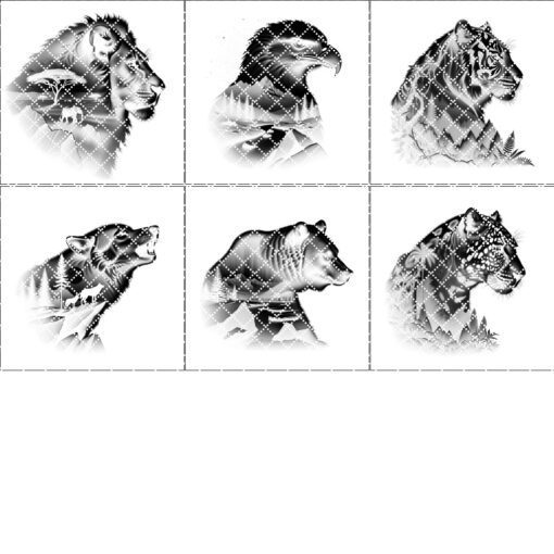 Wild Animals Double Exposure Laser Engraving Bundle, Slate