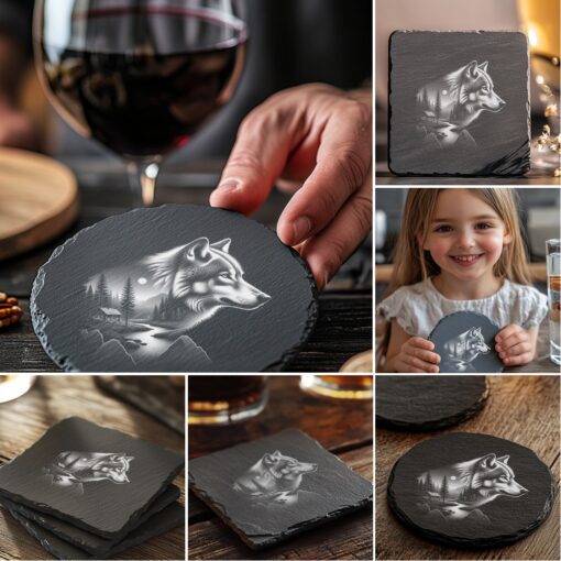Wild Animals Double Exposure Laser Engraving Designs, 6