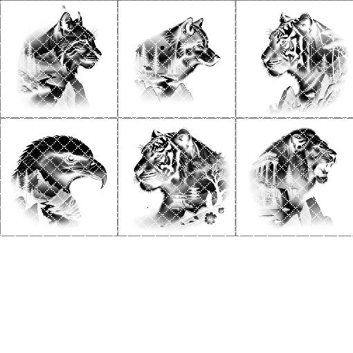 Wild Animals Double Exposure Laser Engraving Designs, 6