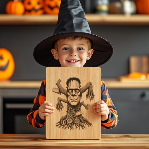 Frankenstein Charcuterie Board Laser File, Halloween Monster Tree