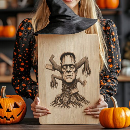 Frankenstein Charcuterie Board Laser File, Halloween Monster Tree