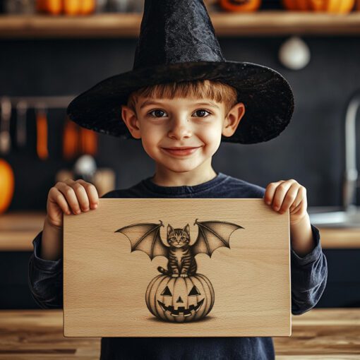 Halloween Bat Cat Pumpkin Charcuterie Board Laser Engraving