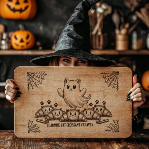 Halloween Cat Laser Engraving File for Charcuterie Board,
