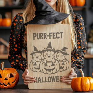 Halloween Cat Parade Laser Engraving File, Cute Pumpkin