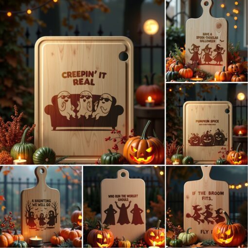 Halloween Charcuterie Board Bundle, Funny Party Engraving Designs
