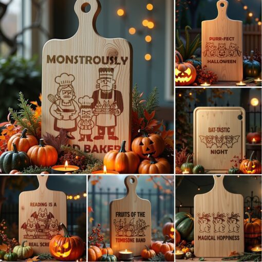 Halloween Charcuterie Board Bundle, Funny Spooky Engraving Designs