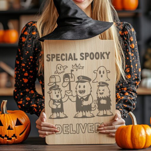 Halloween Charcuterie Board Design, Monster Mail Laser Engraving