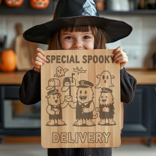 Halloween Charcuterie Board Design, Monster Mail Laser Engraving