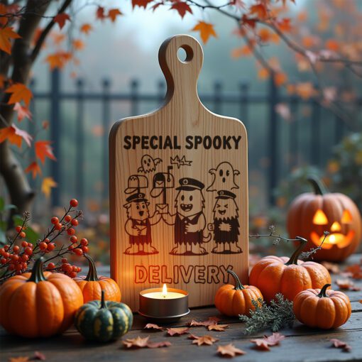 Halloween Charcuterie Board Design, Monster Mail Laser Engraving