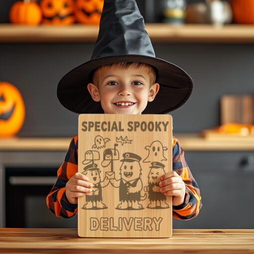 Halloween Charcuterie Board Design, Monster Mail Laser Engraving