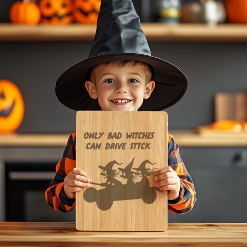 Halloween Charcuterie Board Design, Witch Broomstick Engraving, Spooky