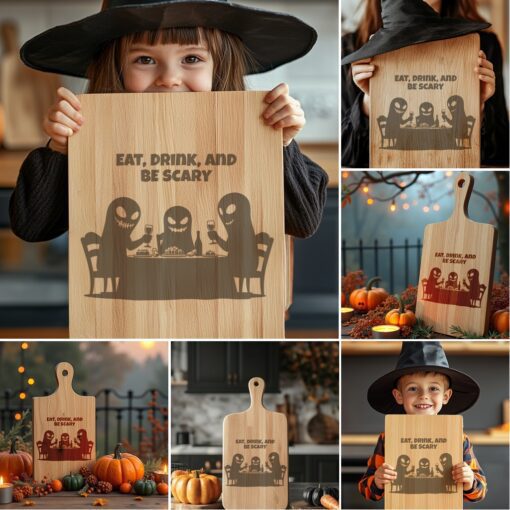 Halloween Charcuterie Board Designs Bundle, 6 Funny Laser