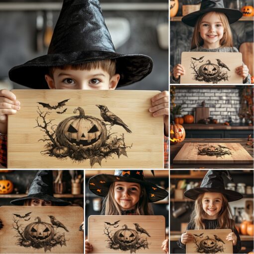 Halloween Charcuterie Board Engraving Bundle, 6 Spooky Laser