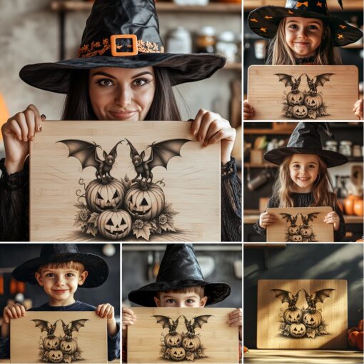 Halloween Charcuterie Board Engraving Bundle, 6 Spooky Laser