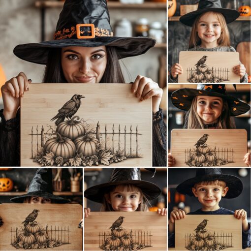 Halloween Charcuterie Board Engraving Bundle, 6 Spooky Laser