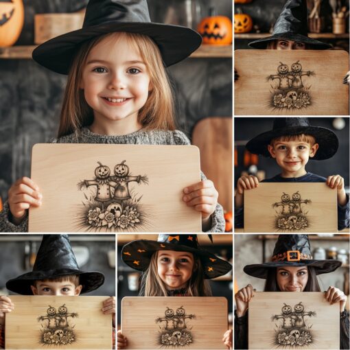 File di incisione per tagliere di salumi di Halloween, 6 design spettrali per taglieri da portata - immagine 3