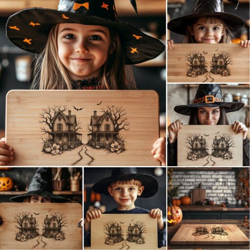 File di incisione per tagliere di salumi di Halloween, 6 design spettrali per taglieri da portata - immagine 4