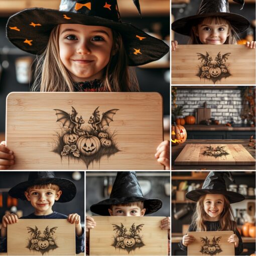 File di incisione per tagliere di salumi di Halloween, 6 design spettrali per taglieri da portata - immagine 5