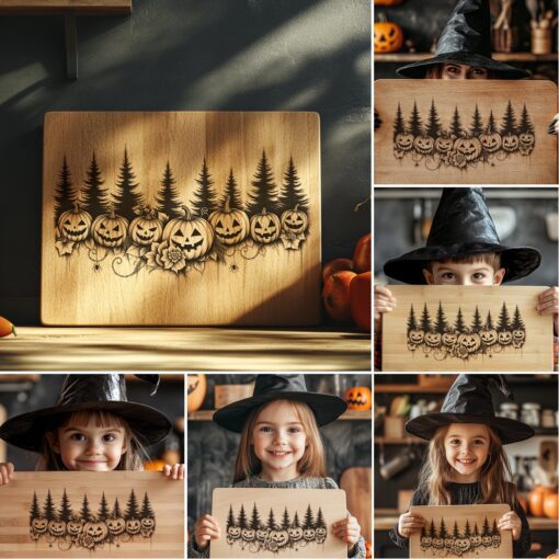 File di incisione per tagliere di salumi di Halloween, 6 design spettrali per taglieri da portata - immagine 6