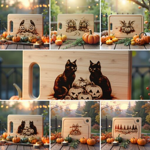 Halloween Charcuterie Board Engraving File, 6 Spooky Serving