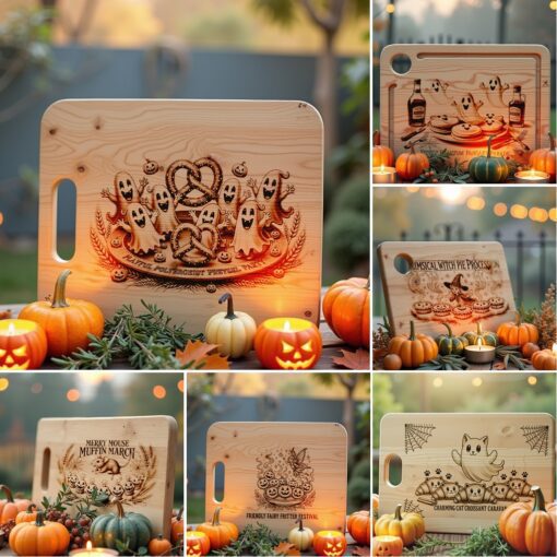 Halloween Charcuterie Board Engraving File Bundle, 6 Funny