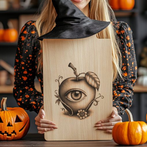 Halloween Charcuterie Board Engraving File, Eyeball Apple, Twisted