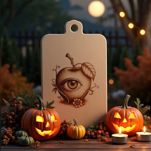 Halloween Charcuterie Board Engraving File, Eyeball Apple, Twisted