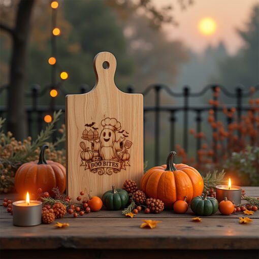 Halloween Charcuterie Board Engraving File, Ghost Chef Design