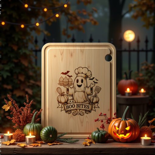 Halloween Charcuterie Board Engraving File, Ghost Chef Design