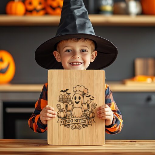 Halloween Charcuterie Board Engraving File, Ghost Chef Design