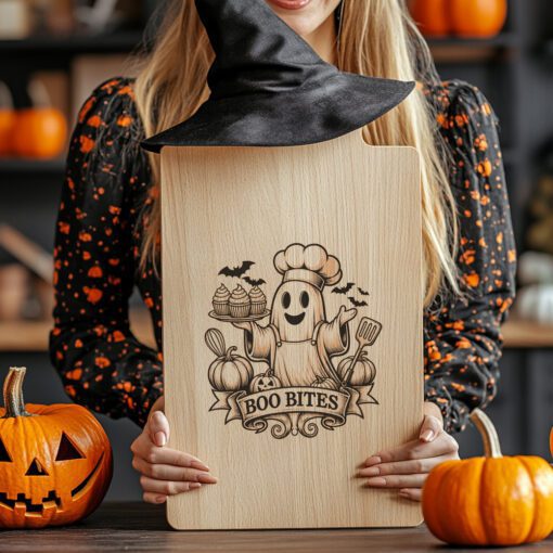 Halloween Charcuterie Board Engraving File, Ghost Chef Design