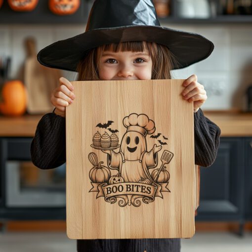 Halloween Charcuterie Board Engraving File, Ghost Chef Design