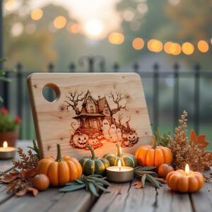 Halloween Charcuterie Board Engraving File, Haunted House Ghost