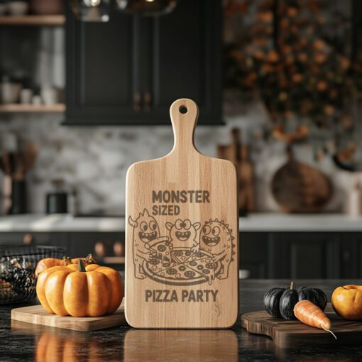 Halloween Charcuterie Board Engraving File, Monsters Pizza Party,
