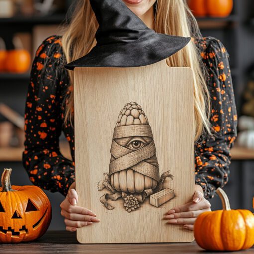 Halloween Charcuterie Board Engraving File, Mummy Candy Corn,