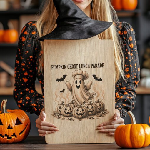 Halloween Charcuterie Board Engraving File, Pumpkin Ghost Parade