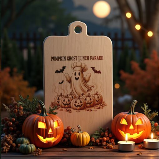 Halloween Charcuterie Board Engraving File, Pumpkin Ghost Parade