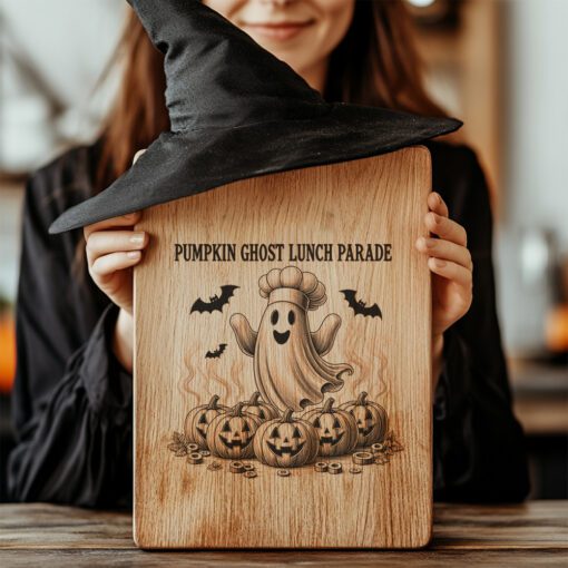 Halloween Charcuterie Board Engraving File, Pumpkin Ghost Parade