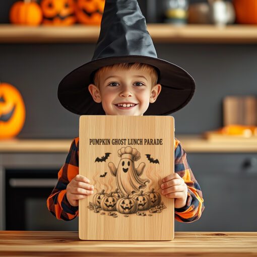 Halloween Charcuterie Board Engraving File, Pumpkin Ghost Parade