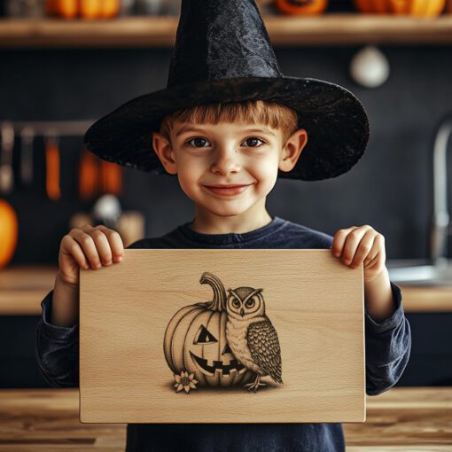 Halloween Charcuterie Board Engraving File, Pumpkin Owl Candle