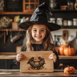 Halloween Charcuterie Board Engraving File, Raven Cauldron, Spooky