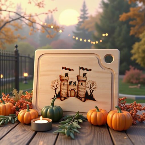 Halloween Charcuterie Board Engraving File, Witch Familiars, Castle
