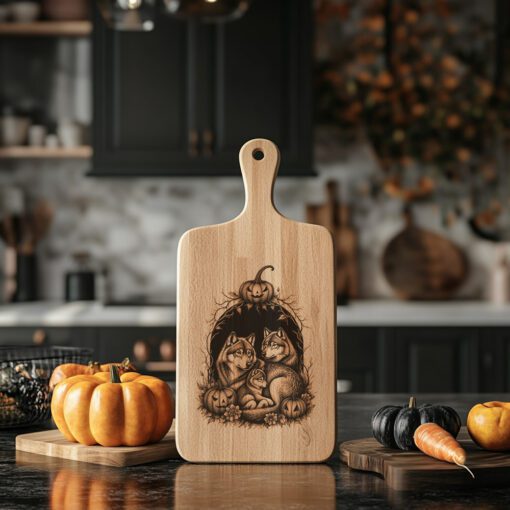 Halloween Charcuterie Board Engraving File, Wolves and Jack