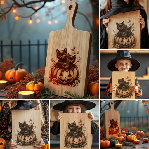 Halloween Charcuterie Board Engraving Files, Animal Family Designs