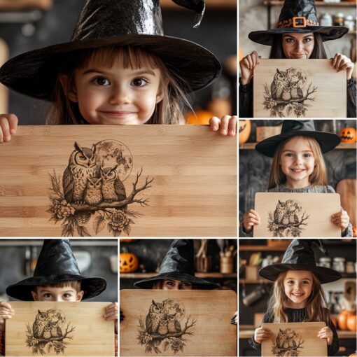 Halloween Charcuterie Board Engraving Files, Animal Family Designs