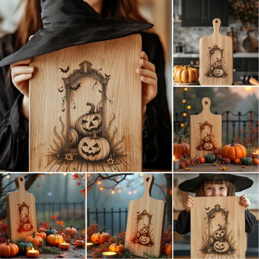 Halloween Charcuterie Board Engraving Files Bundle, Spooky Laser