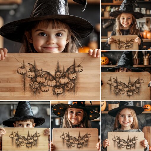 File per incisione tagliere charcuterie di Halloween, pacchetto laser spettrale, 6 design - immagine 4