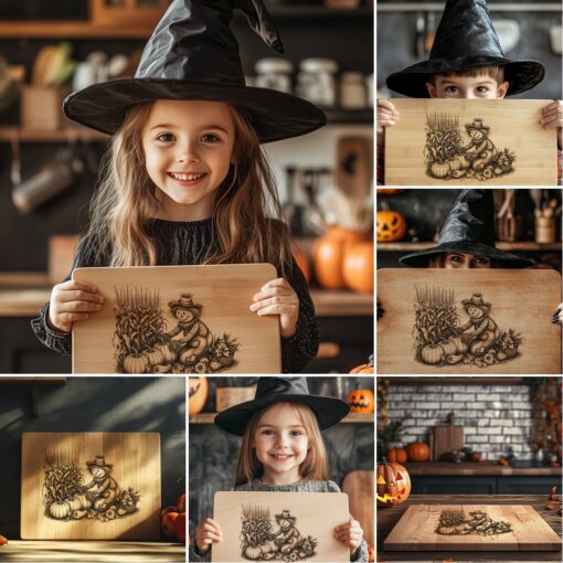 File per incisione tagliere charcuterie di Halloween, pacchetto laser spettrale, 6 design - immagine 6