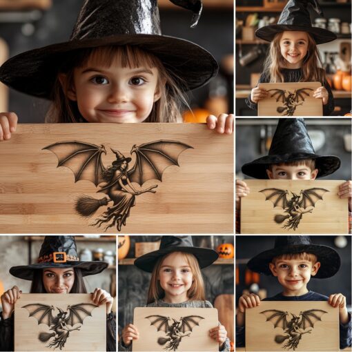File di incisione per tagliere charcuterie di Halloween, Disegni laser spettrali per Glowforge - immagine 4